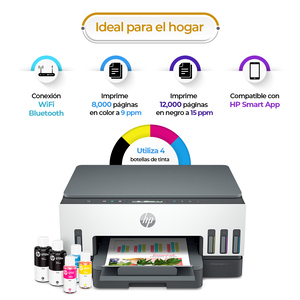 Impresora Multifuncional HP Smart Tank 720 Tinta Continua Color WiFi HP Smart App Bluetooth USB Dúplex Automático