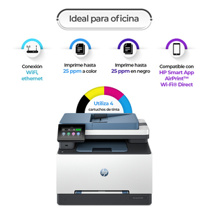 Impresora Multifuncional HP MFP 3303FDW Color LaserJet Pro Wi-Fi Blanca