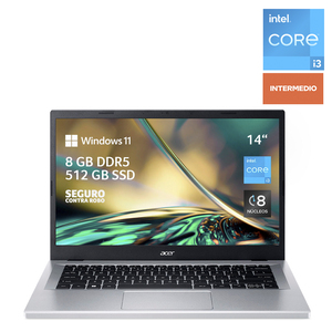 Laptop Acer Aspire 3 Intel Core i3 14 pulg. 512GB SSD 8GB RAM Plata